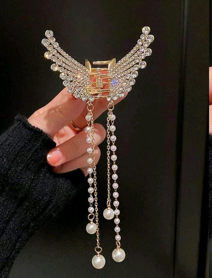 Butterfly Design Gold Plated Artificial Stones Hair Claw