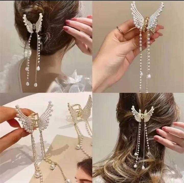 Butterfly Design Gold Plated Artificial Stones Hair Claw