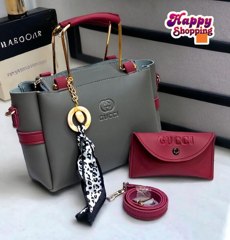 Women's Rexine Hand Bag Set - 2 Pcs - Stylish & Functional