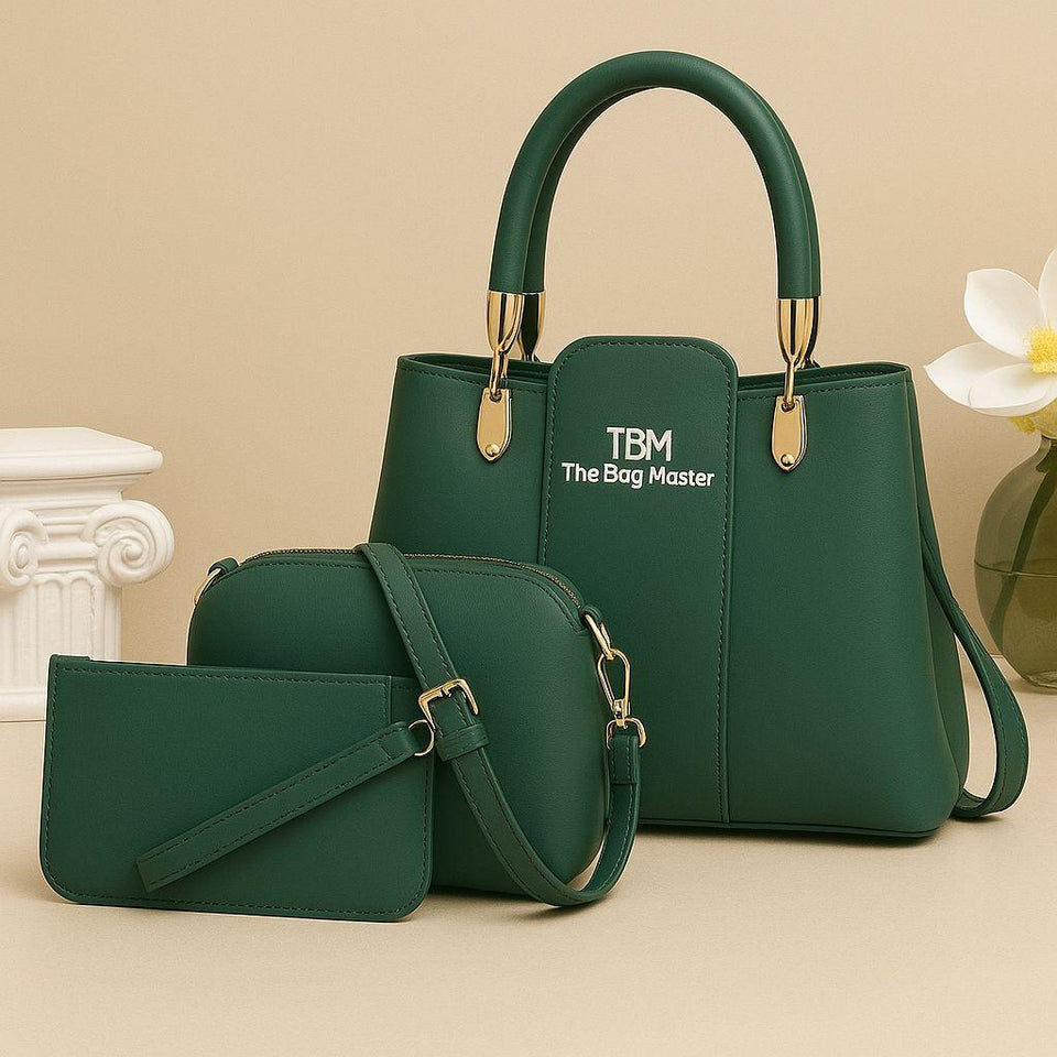 3 Pcs Girl's Rexine Hand Bag Set - Stylish & Versatile