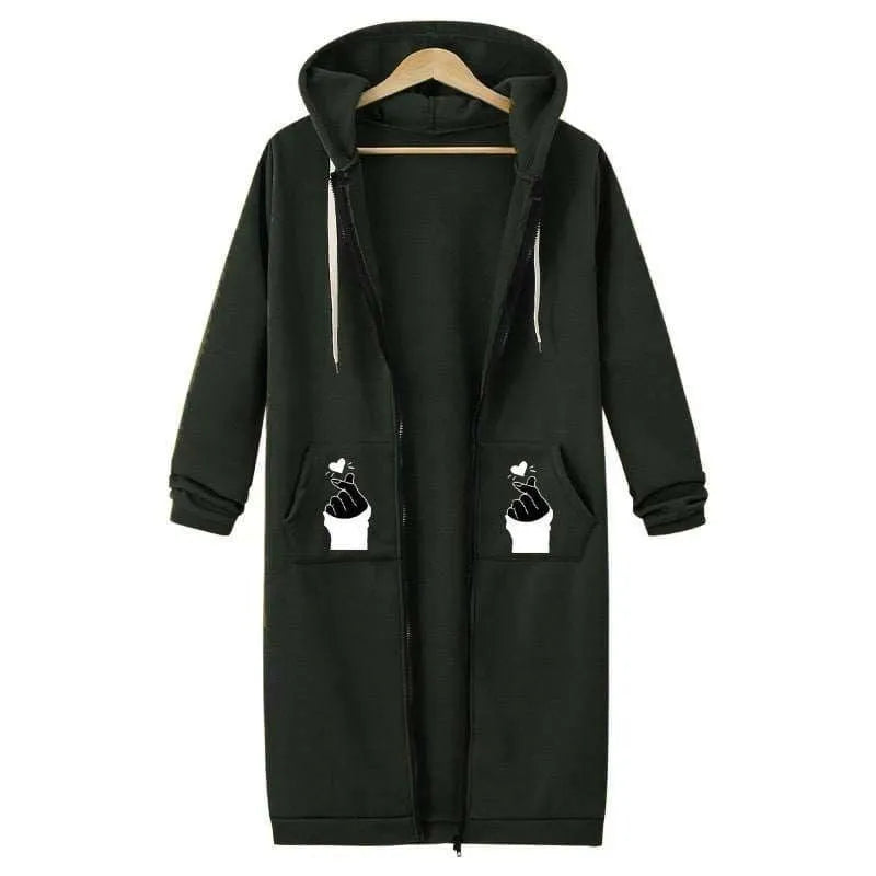 Women's Extra-Long Zipper Hoodie