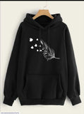 1 Pc Women's Stitched Fleece Printed Pullover Hoodie