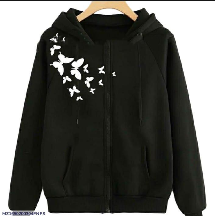 1 Pc Women's Stitched Fleece Printed Pullover Hoodie
