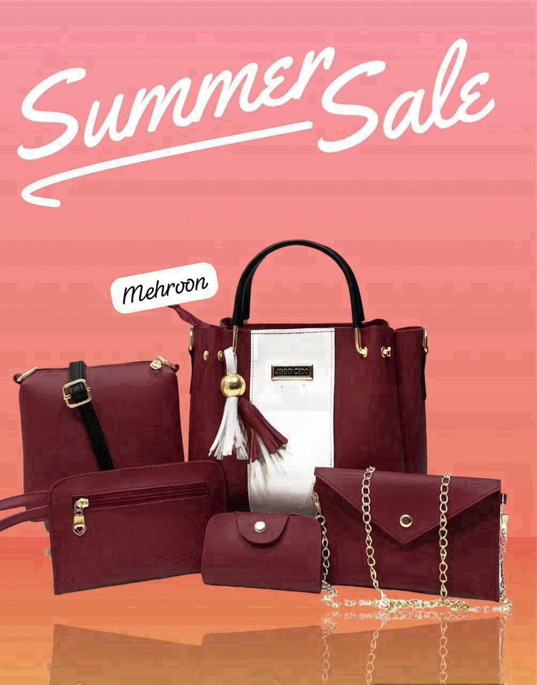 Women's Rexine Plain Hand Bag Set