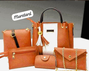 Women's Rexine Plain Hand Bag Set